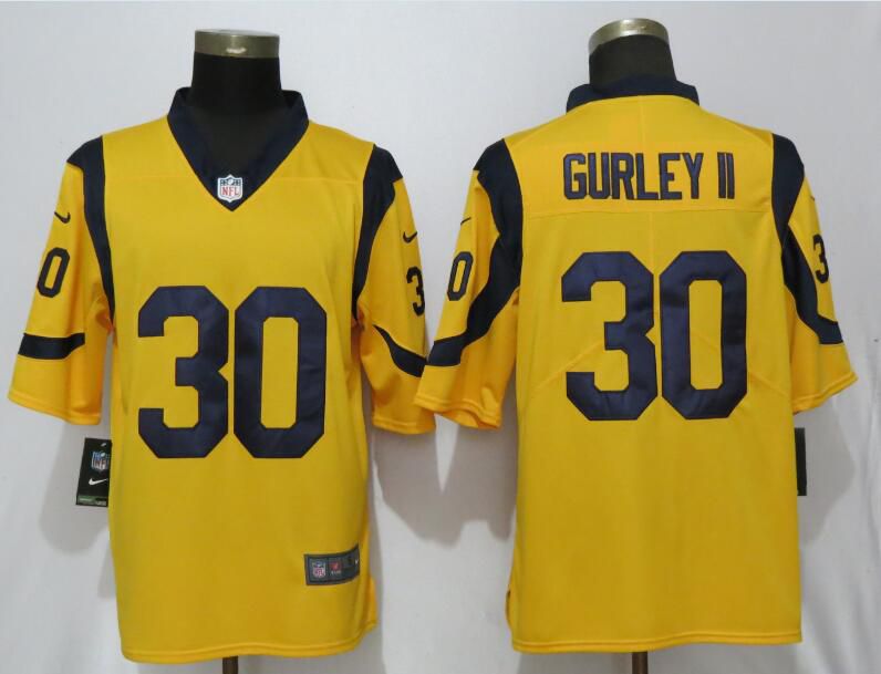 Men Los Angeles Rams #30 Gurley ii Gold Nike Royal 2018 Alternate Game NFL Jerseys